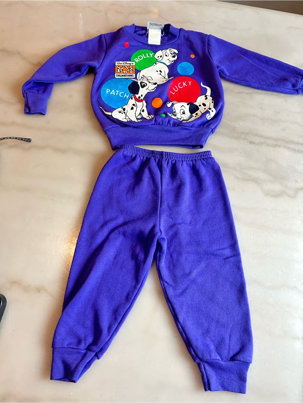 VTG 90s Disney 101 Dalmatians Purple Toddler Sweatsuit Set 2T